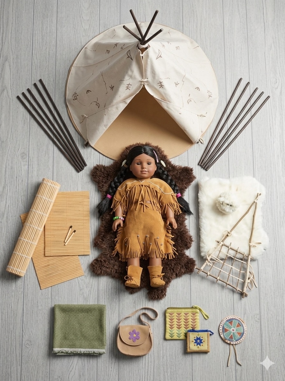 American Girl Kaya Doll & Large Teepee Accessories Bundle Lot
